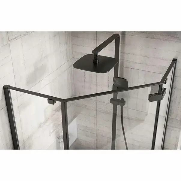 Cabina de dus pentagonala Rea Diamond cu usa batanta 100x100 negru mat [3]