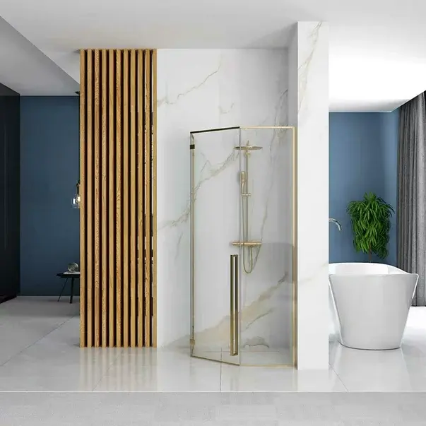 Cabina de dus pentagonala Rea Diamond cu usa batanta 90x90 auriu [5]