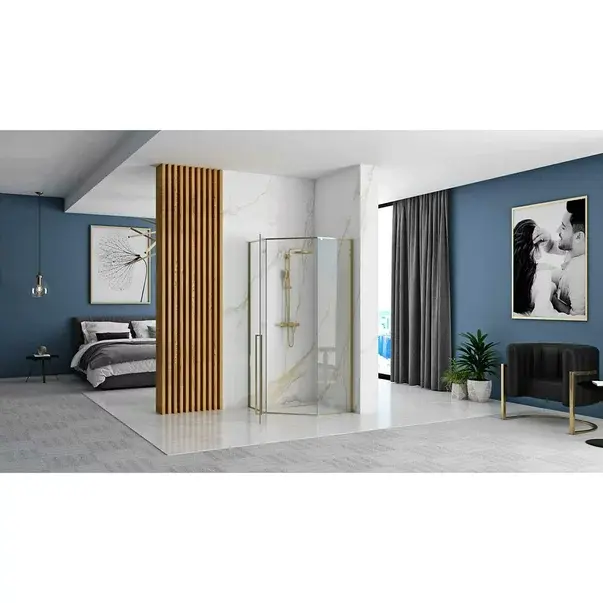 Cabina de dus pentagonala Rea Diamond cu usa batanta 90x90 auriu [3]