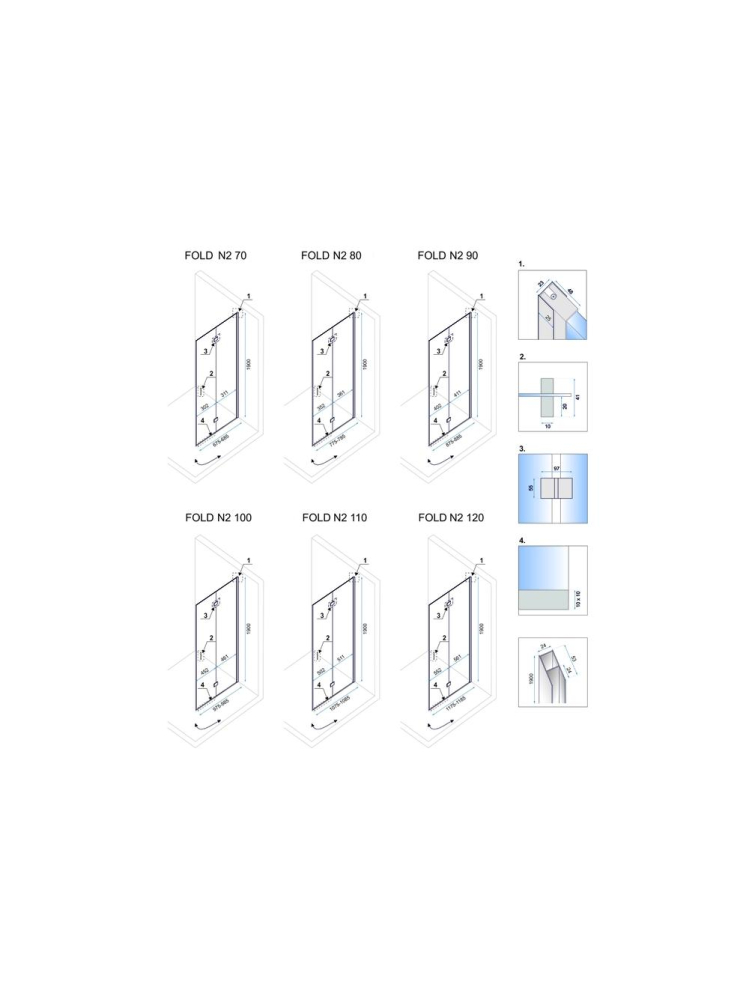 Cabina de dus pliabil Rea Fold N2 Modul 90x90 cm crom [7]