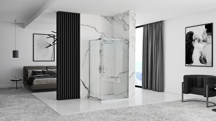 Cabina de dus Punto Crom cu cadita Savoy Negru 80x100cm, Rea [2]