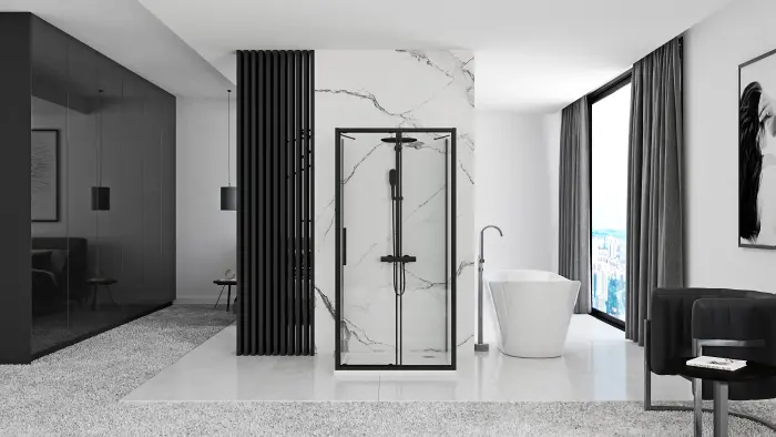 Cabina de dus Rapid Slide Negru 130x90cm, Rea [3]
