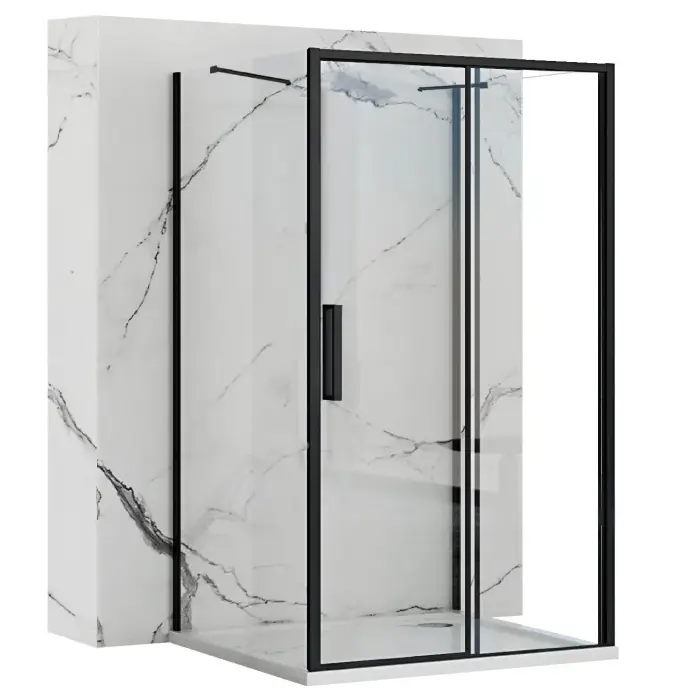 Cabina de dus Rapid Slide Negru 130x90cm, Rea [1]