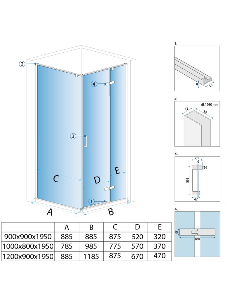 Cabina de dus Rea Bruno 120x90 cupru periat [10]