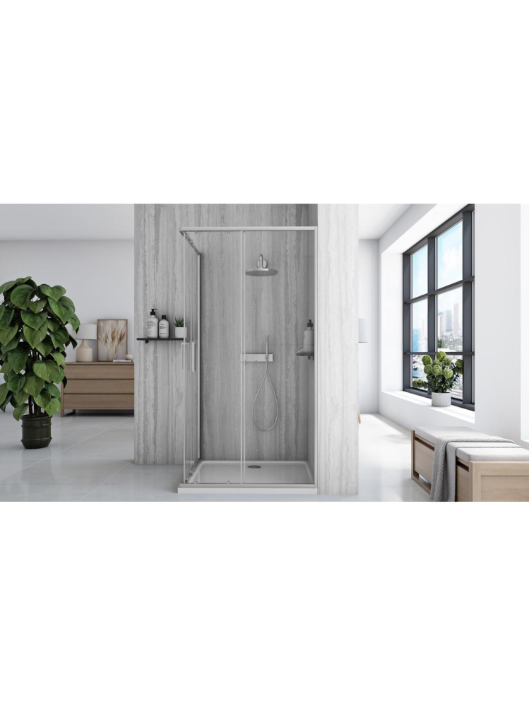 Cabină de duș Rea City cu cadita alba 80x100 cm crom periat [3]