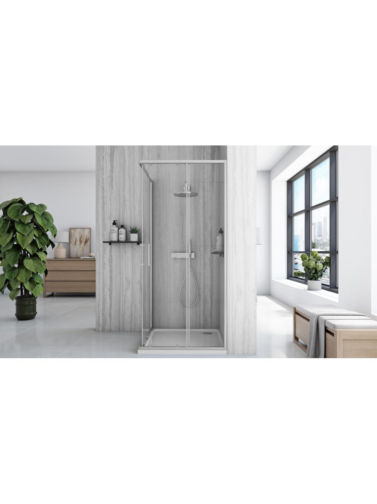 Cabină de duș Rea City cu cadita alba 90x90 cm crom periat [3]