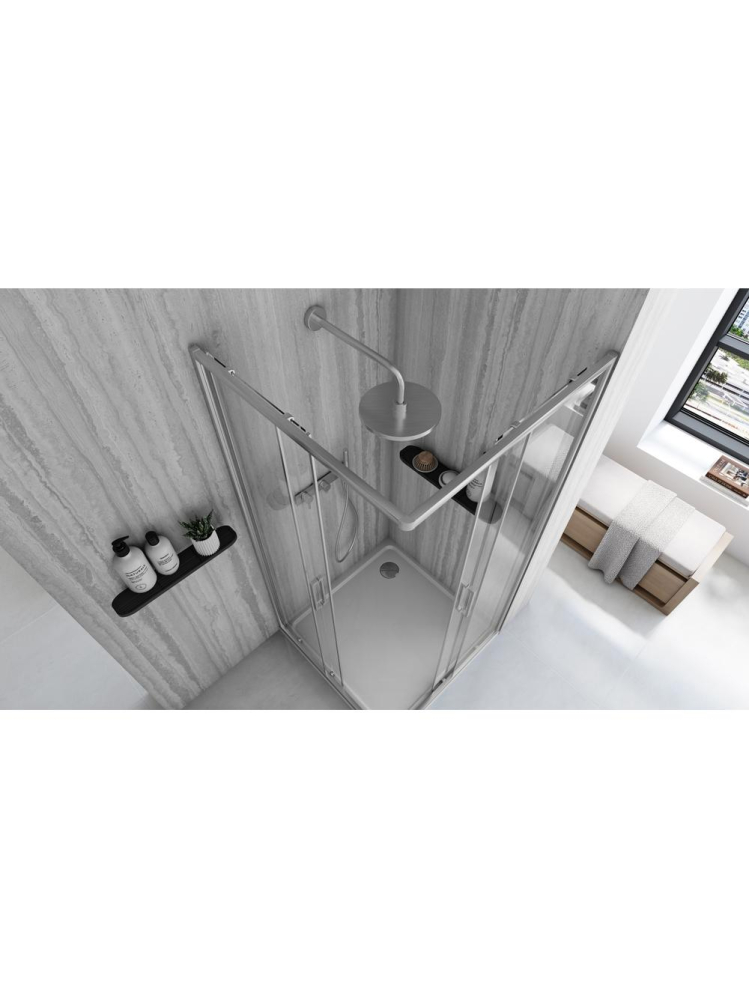 Cabină de duș Rea City cu cadita alba 90x90 cm crom periat [5]