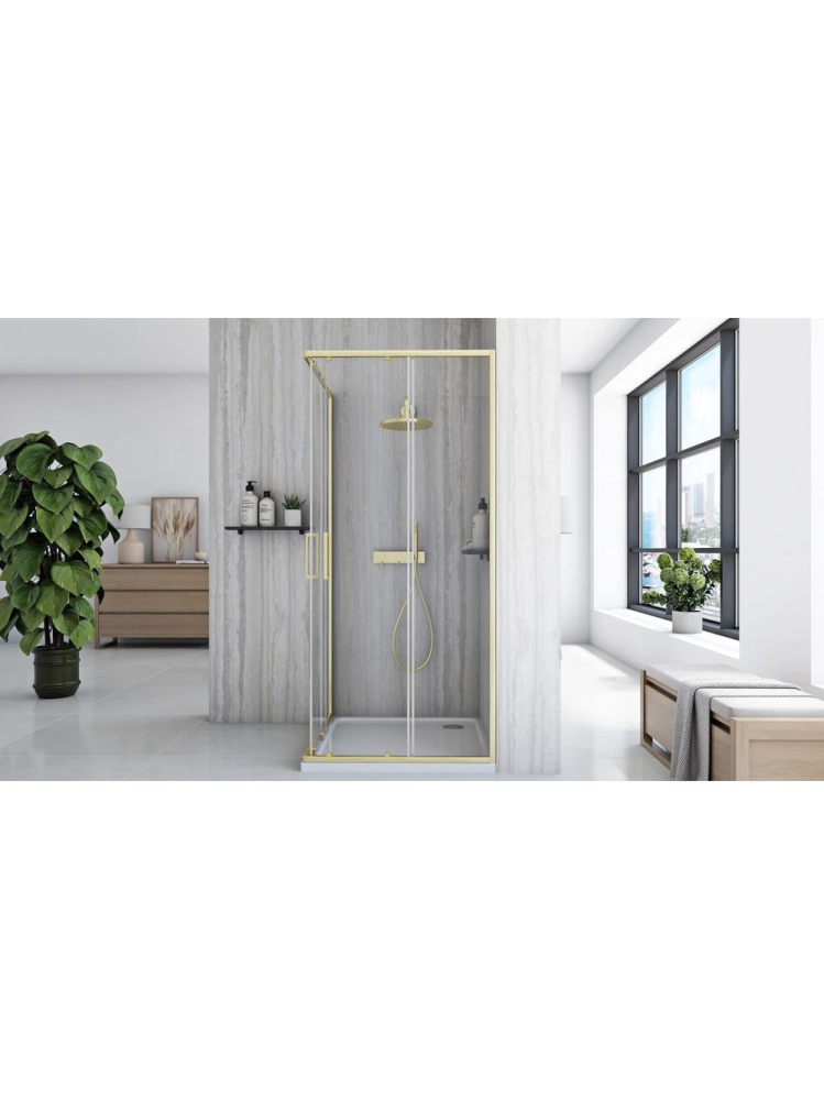 Cabina de dus Rea City cu cadita neagra 80x80 cm auriu periat [4]