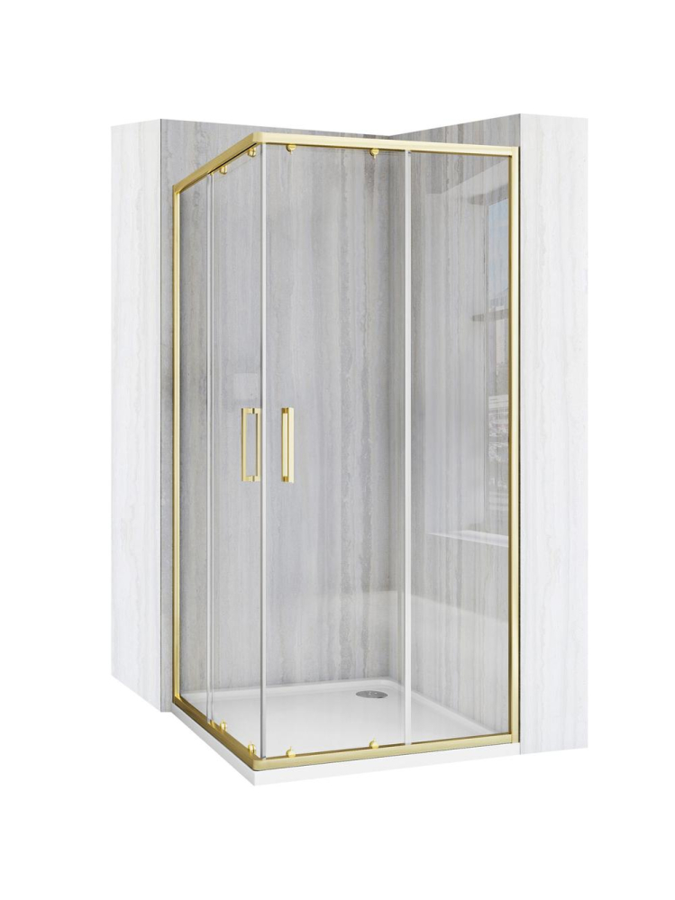 Cabina de dus Rea City cu cadita neagra 80x80 cm auriu periat [2]