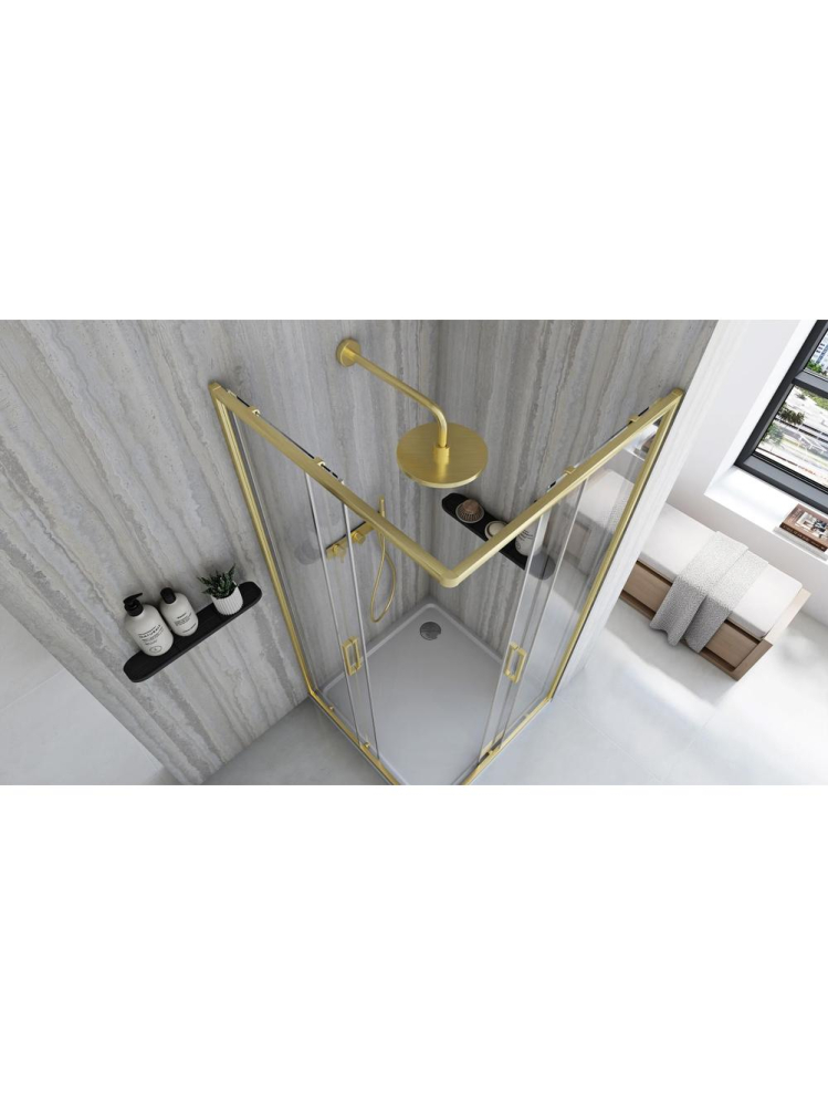 Cabina de dus Rea City cu cadita neagra 80x80 cm auriu periat [3]