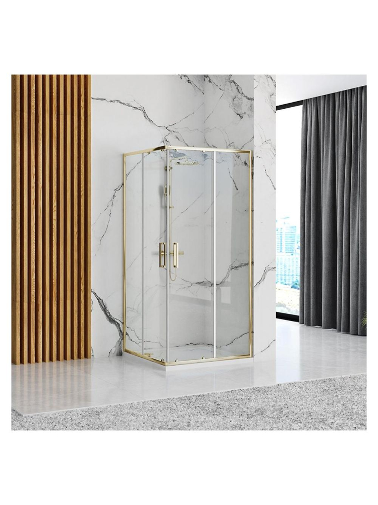 Cabina de dus Rea Punto cu cadita neagra 80x80 cm auriu [12]