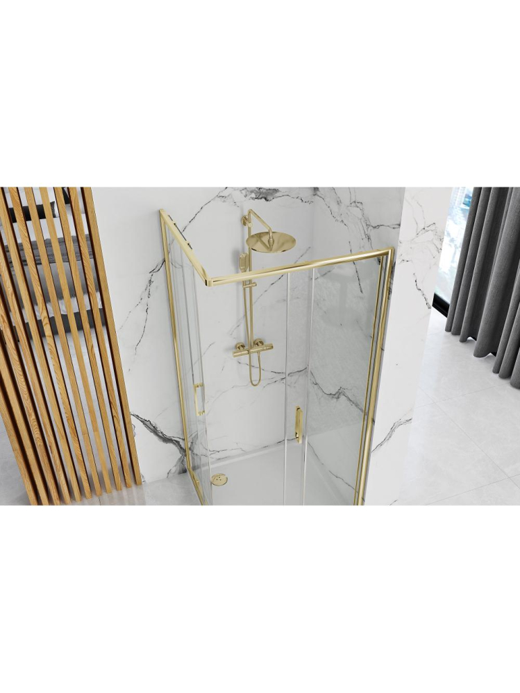 Cabina de dus Rea Punto cu cadita neagra 80x80 cm auriu [7]