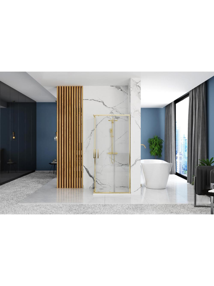 Cabină de duș Rea Punto cu cadita alba 80x100 cm auriu [4]