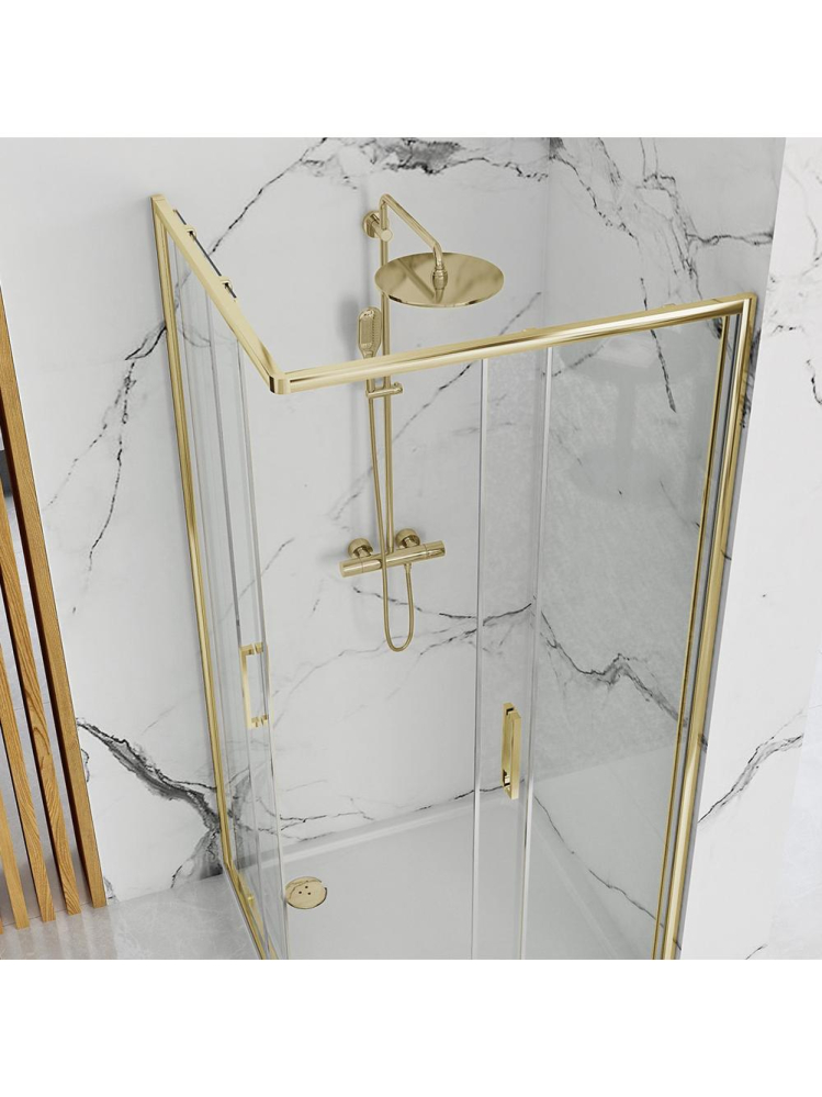 Cabină de duș Rea Punto cu cadita alba 80x100 cm auriu [3]