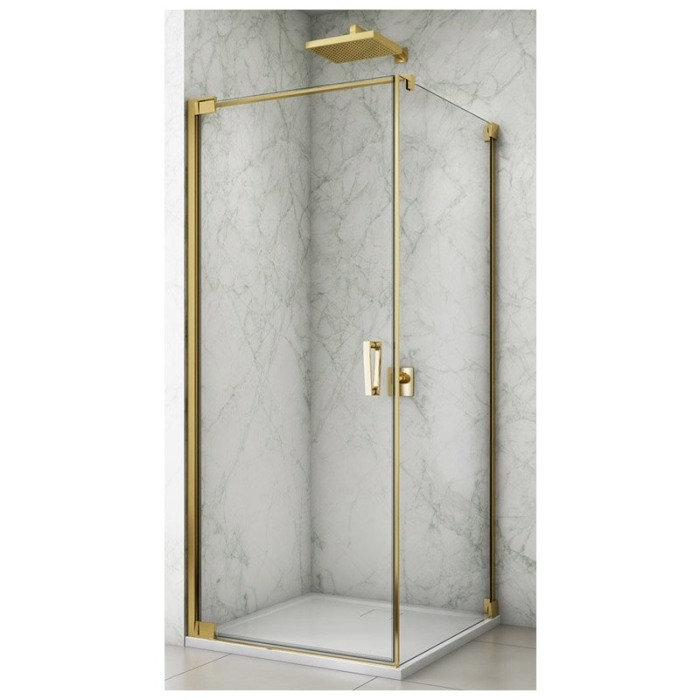 Cabina de dus, SanSwiss, Cadura Opal, patrata, 80 x 80 cm, cu deschidere pe stanga, auriu [1]