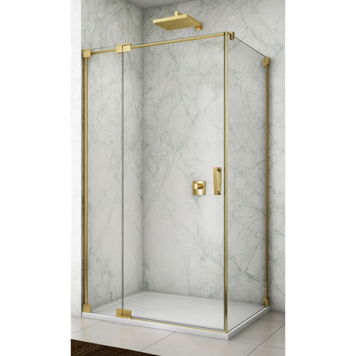 Cabina de dus, SanSwiss, Cadura Rubin, patrata, 90 x 90 cm, cu deschidere pe stanga, auriu [1]