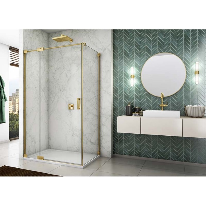 Cabina de dus, SanSwiss, Cadura Rubin, patrata, 90 x 90 cm, cu deschidere pe stanga, auriu [3]