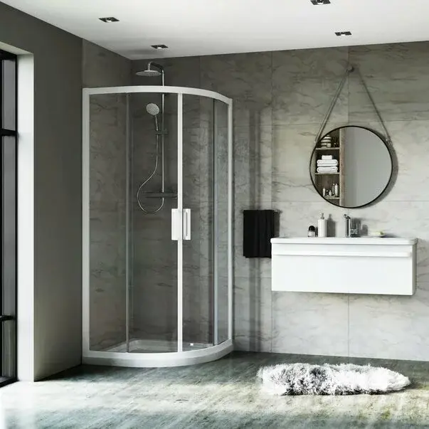 Cabina de dus semirotunda cu usi glisante Ideal Standard Connect 2 90x90 profil alb [1]