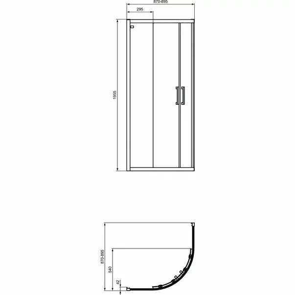 Cabina de dus semirotunda cu usi glisante Ideal Standard Connect 2 90x90 profil alb [2]