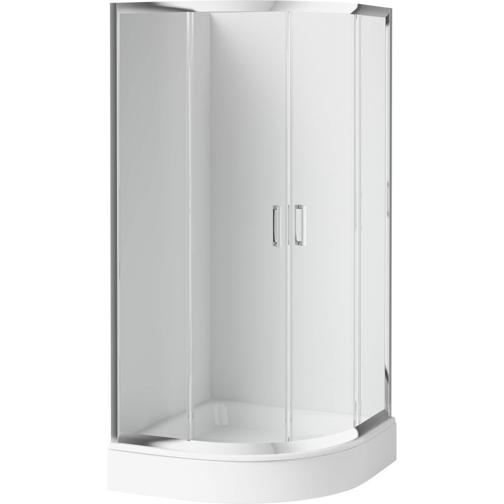 Cabina de dus semirotunda Deante Funkia cu usi culisante 80x80 cm finisaj crom cu sticla transparenta [1]