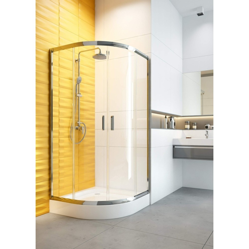 Cabina de dus semirotunda Deante Funkia cu usi culisante 90x90cm finisaj crom cu sticla transparenta [3]