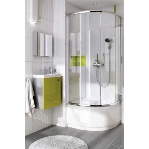 Cabina de dus semirotunda Deante Funkia cu usi culisante 90x90cm finisaj crom cu sticla transparenta [2]