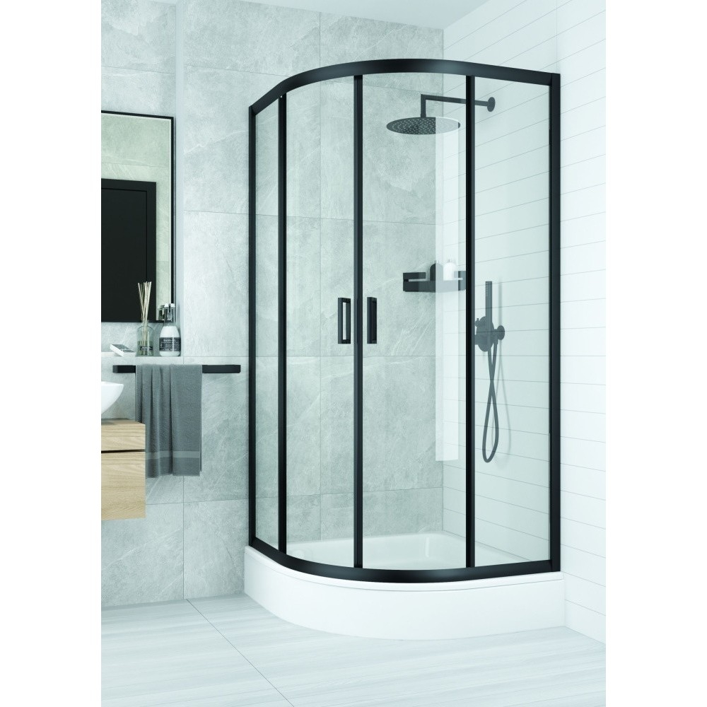 Cabina de dus semirotunda Deante Funkia negru cu usi culisante 80x80 cm [2]