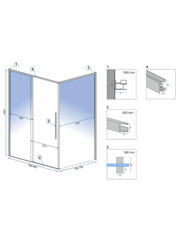 Cabina de dus SOLAR cu cadita alba 100x80 cm auriu periat [7]