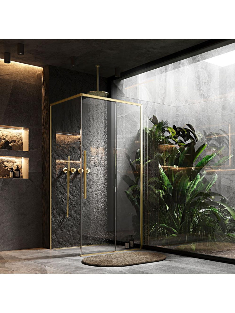 Cabina de dus SOLAR cu cadita alba 100x80 cm auriu periat [10]