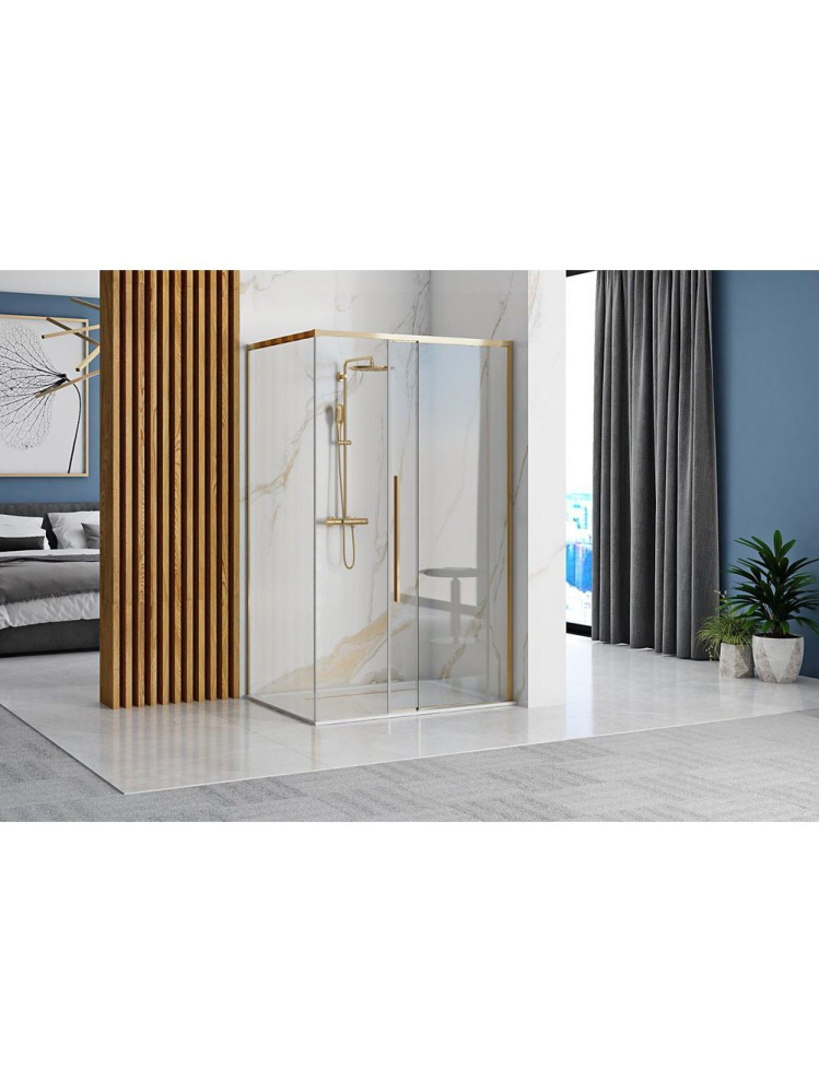 Cabina de dus SOLAR cu cadita alba 90x90 cm auriu [5]