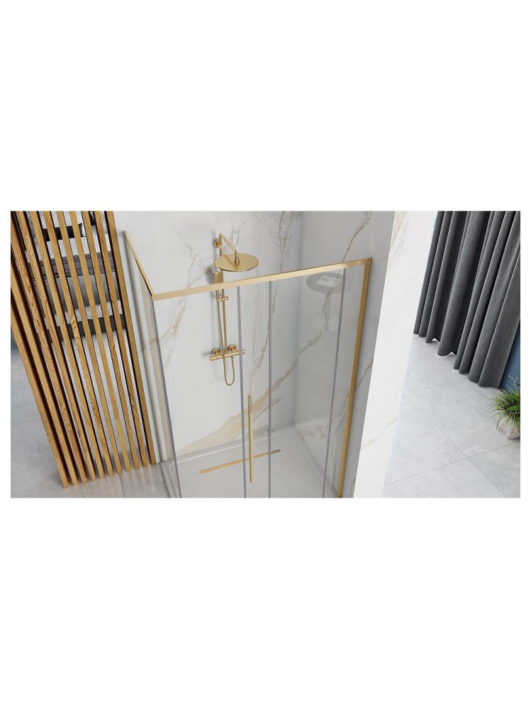 Cabina de dus SOLAR cu cadita alba 90x90 cm auriu [4]