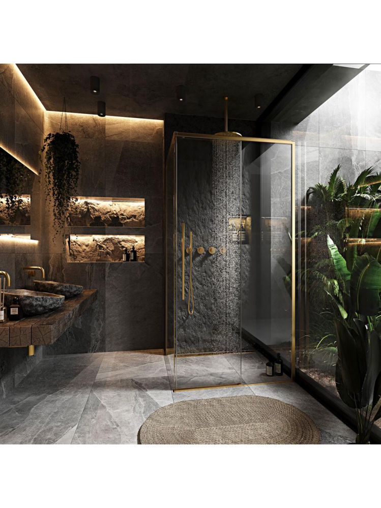 Cabina de dus SOLAR cu cadita alba 90x90 cm auriu periat [10]