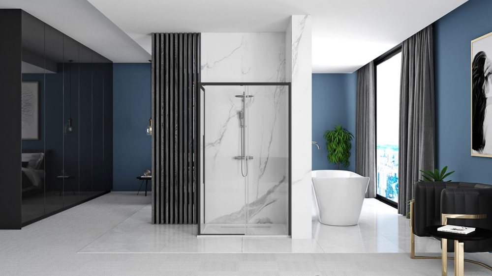 Cabina de dus SOLAR cu cadita neagra 100x80 cm negru mat [3]