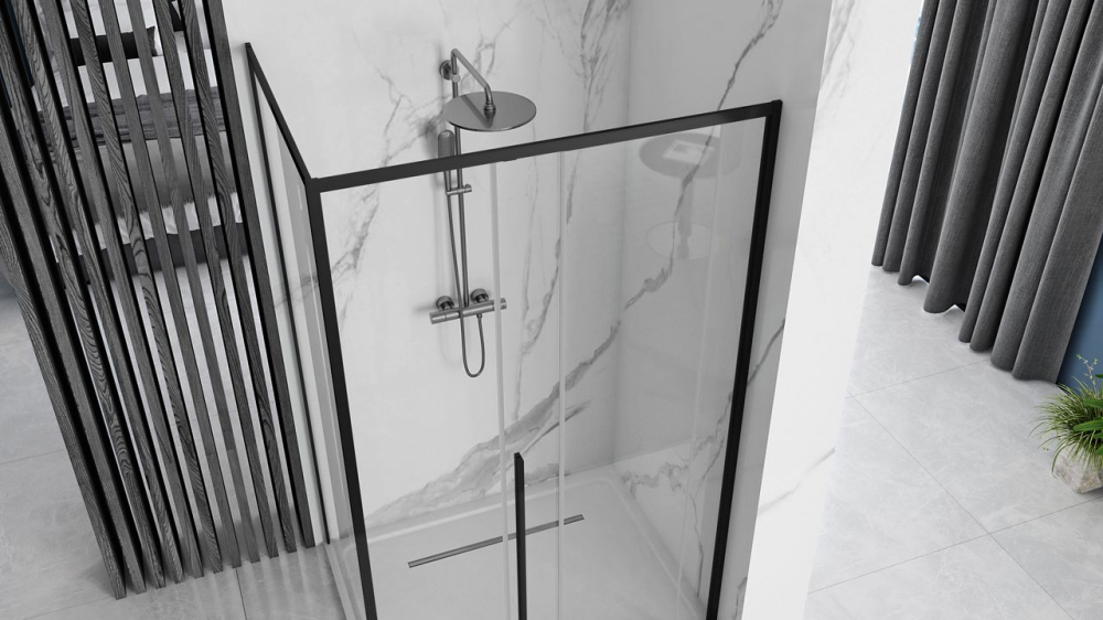 Cabina de dus SOLAR cu cadita neagra 100x80 cm negru mat [4]