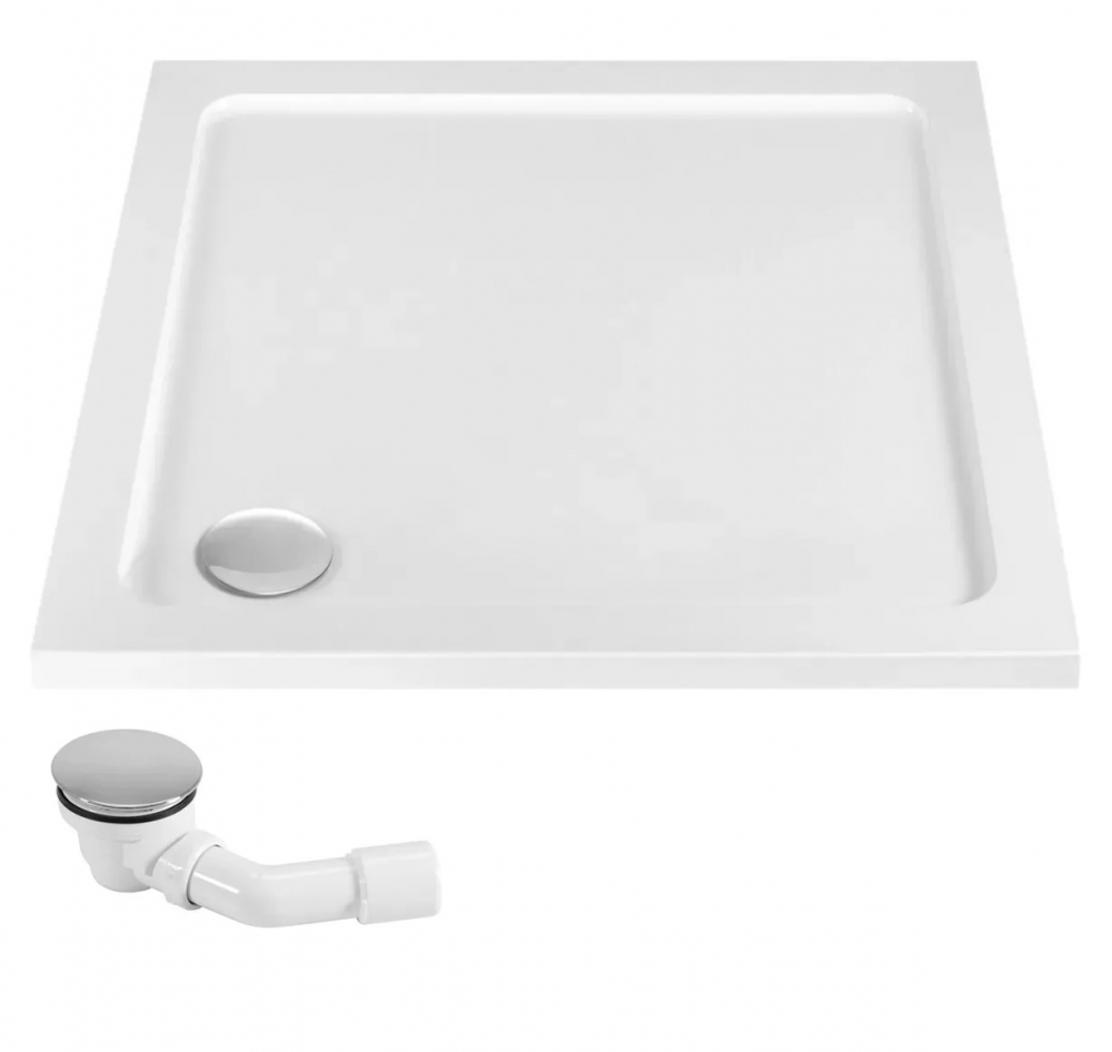 Cabina dus cu cadita de dus patrata Rea Solar cu usa glisanta 90x90 negru mat - alb [2]