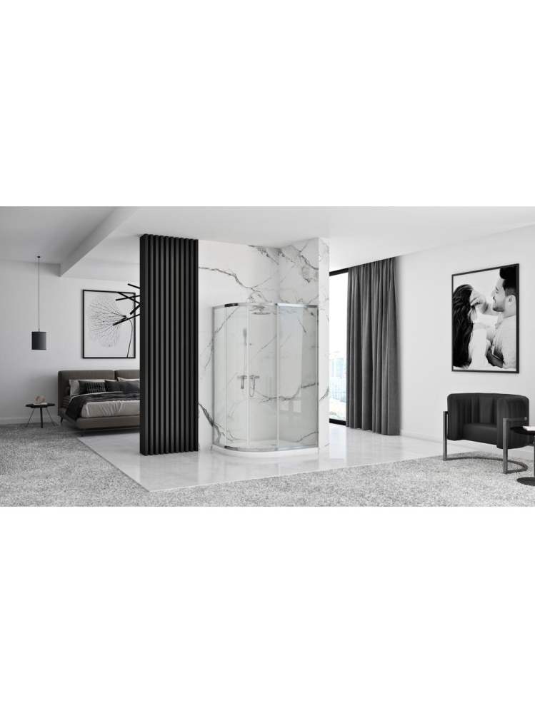 Cabina dus cu cadita alba REA Look montaj dreapta 80x100 crom [2]