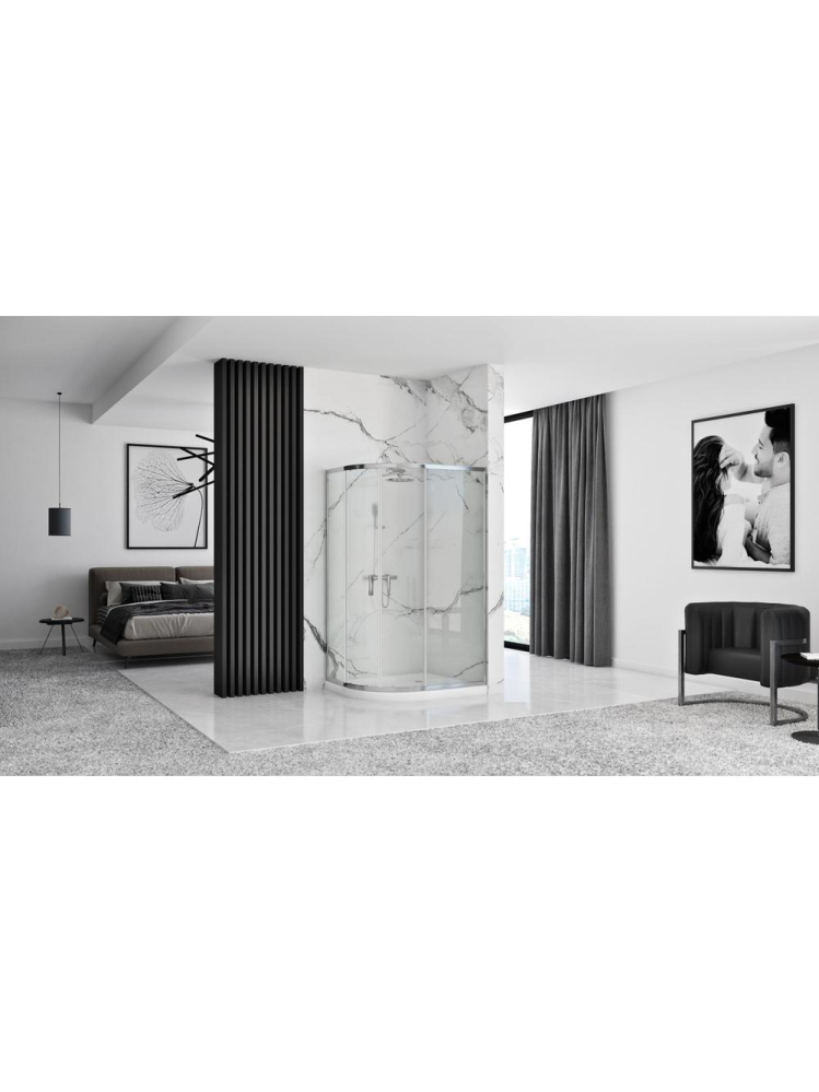 Cabina dus cu cadita alba REA Look montaj dreapta 80x100 crom [9]