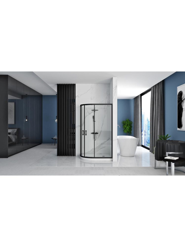 Cabina dus cu cadita alba REA Look montaj dreapta 80x100 negru [3]