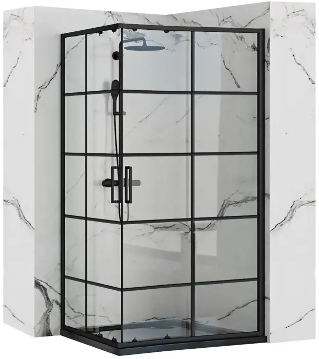 Cabina dus cu cadita de dus dreptunghiulara cu usi culisante Rea Concept 80x100 negru mat [1]