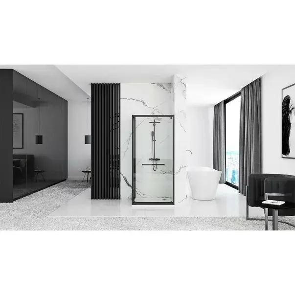Cabina dus cu cadita de dus dreptunghiulara si usa glisanta Rea Space In 80x100 negru mat [7]