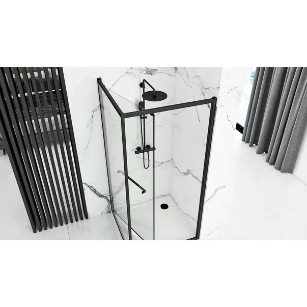 Cabina dus cu cadita de dus dreptunghiulara si usa glisanta Rea Space In 80x100 negru mat [6]