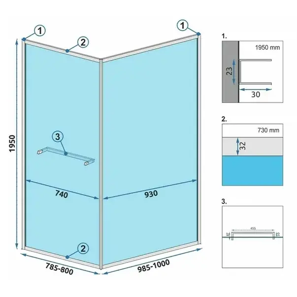 Cabina dus cu cadita de dus dreptunghiulara si usa glisanta Rea Space In 80x100 negru mat [2]