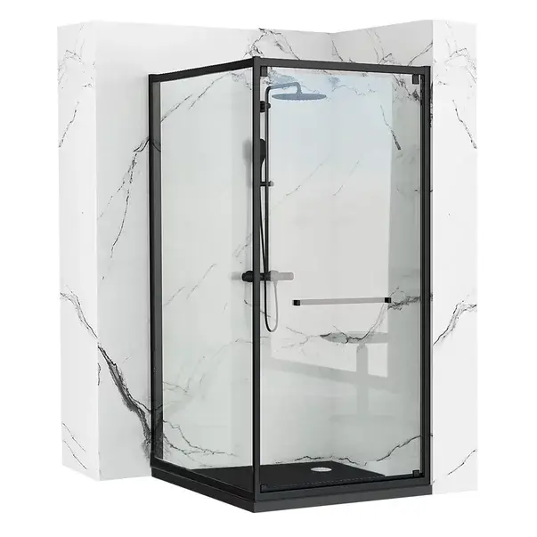 Cabina dus cu cadita de dus dreptunghiulara si usa glisanta Rea Space In 80x100 negru mat [9]