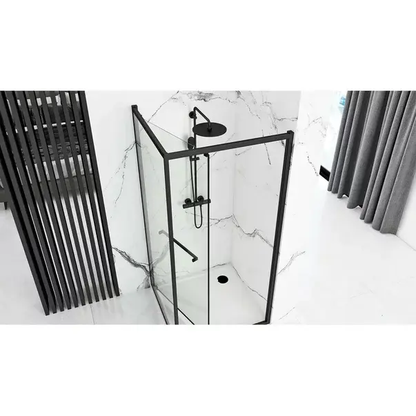 Cabina dus cu cadita de dus dreptunghiulara si usa glisanta Rea Space In 80x100 negru mat [5]