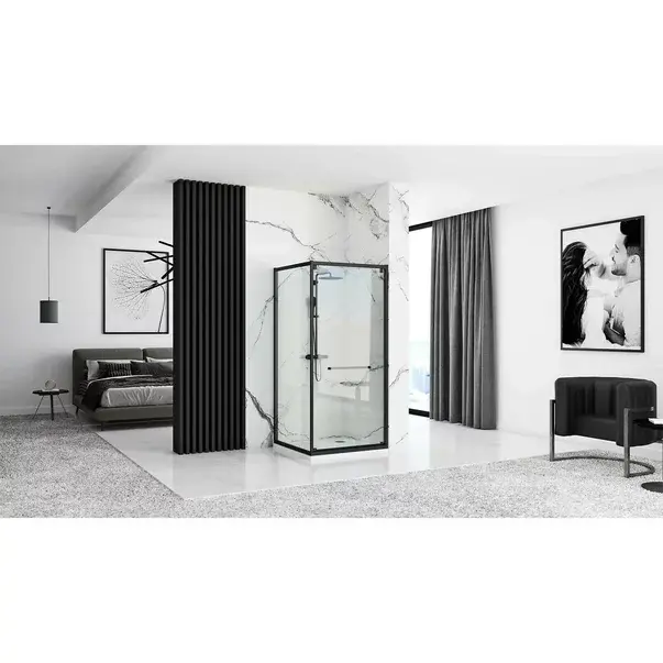 Cabina dus cu cadita de dus dreptunghiulara si usa glisanta Rea Space In 80x100 negru mat [4]