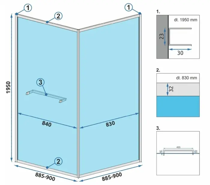 Cabina dus cu cadita de dus patrata cu usa culisanta Rea Space In 90x90 negru mat [8]
