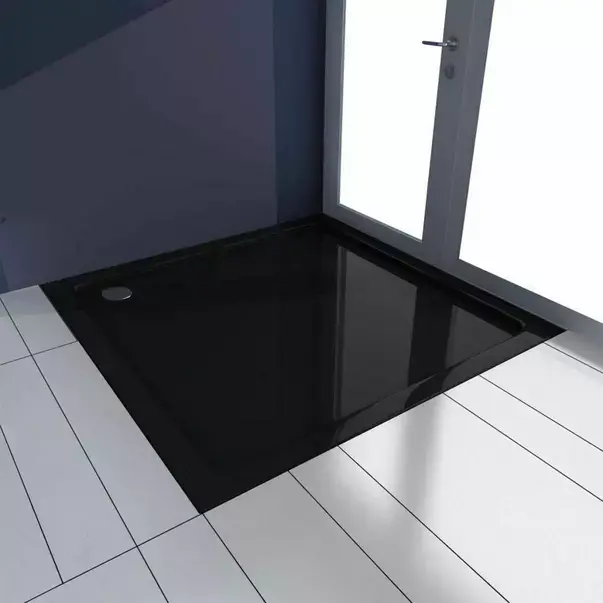 Cabina dus cu cadita de dus patrata Rea Punto crom cu doua usi culisante 80x80 negru [7]