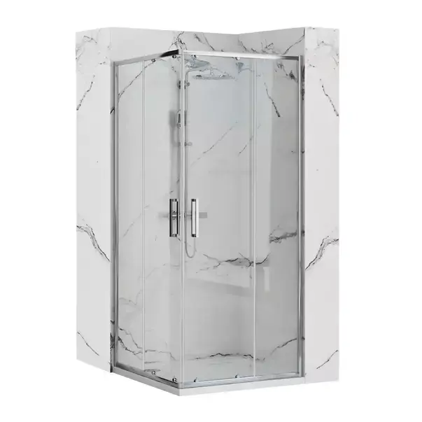 Cabina dus cu cadita de dus patrata Rea Punto crom cu doua usi culisante 80x80 negru [2]