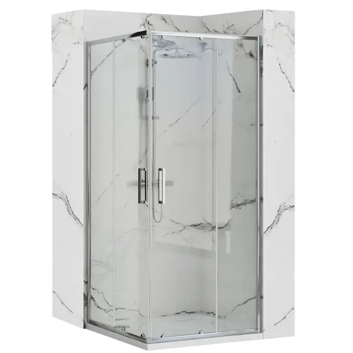 Cabina dus cu cadita de dus patrata Rea Punto cu doua usi culisante 90x90 crom - negru [1]