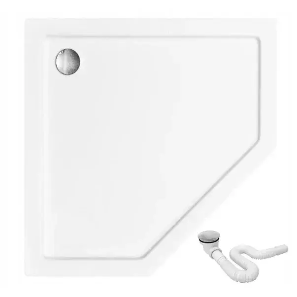Cabina dus cu cadita de dus pentagonala si usa batanta Rea Diamond 90x90 auriu - negru [9]